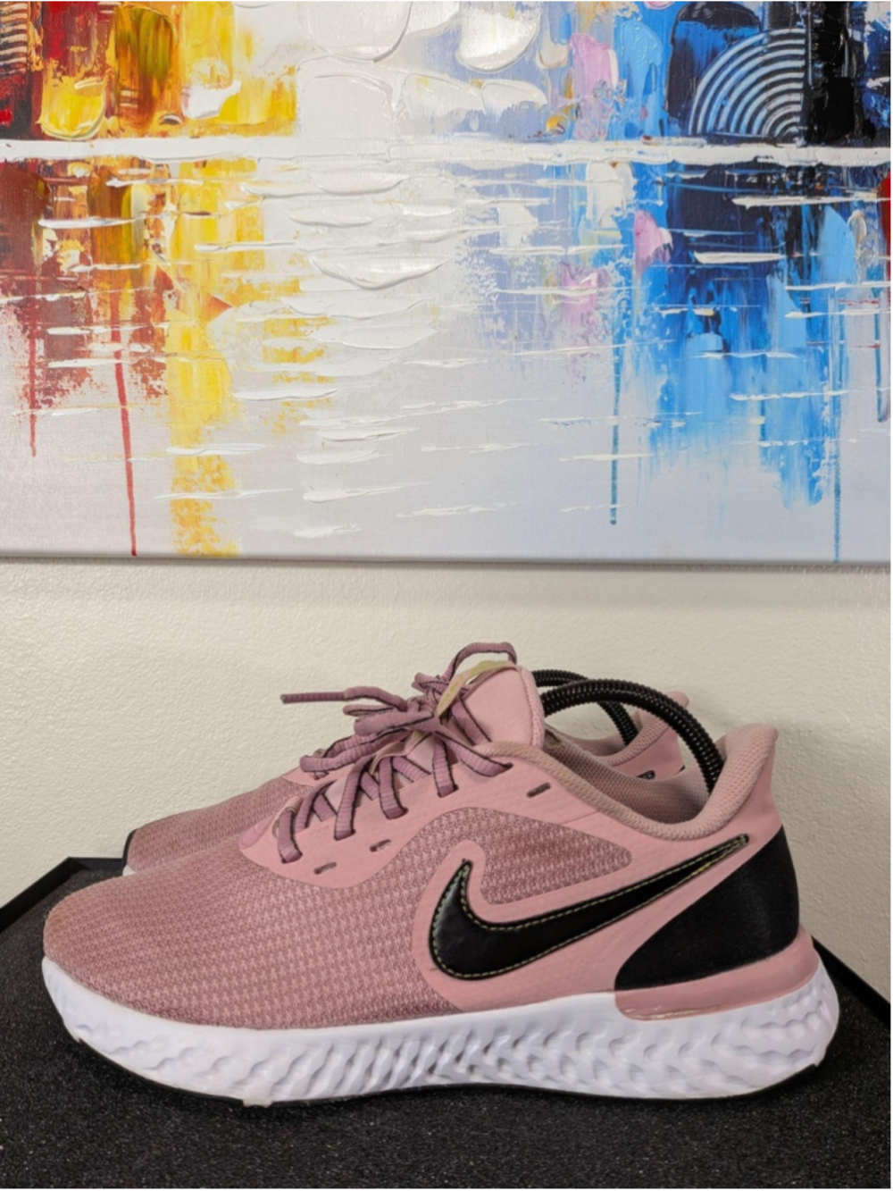 Nike Mesh Running Shoes Womens Size 9.5 Pink Black Low Top Sneakers CZ8590-600